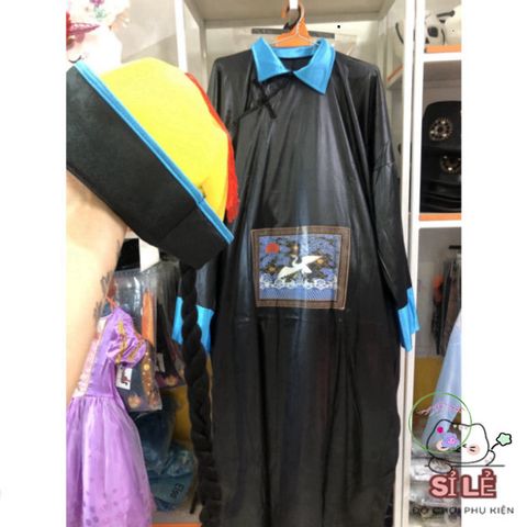 Bộ đồ hóa trang Halloween Cương Thi Trung Hoa - Áo Dài độc đáo với mũ đuôi sam và bùa hộ mệnh cho bữa tiệc thú vị