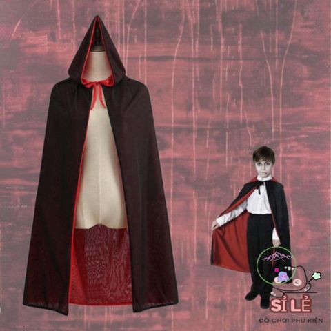 Áo Choàng Phù Thủy Halloween Đảo Ngược ZONGGJZ - Costume Cosplay Độc Đáo Cho Người Lớn và Trẻ Em, Đen Đỏ Huyền Bí
