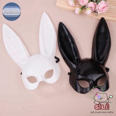 Mặt Nạ Thỏ Đen-Trắng Hoeaden - Phụ Kiện Hóa Trang Halloween Độc Đáo Cho Cosplay và Lễ Hội Giáng Sinh