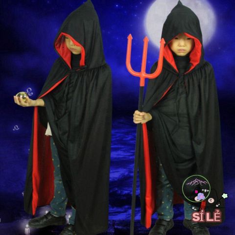 Áo Choàng Hóa Trang Halloween Hai Lớp Phù Thủy Đen Đỏ - Phụ Kiện Cosplay Cho Trẻ Em và Người Lớn, Dự Tiệc Halloween, Sự Kiện Đặc Biệt