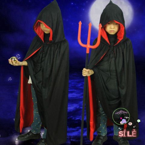 Áo Choàng Hóa Trang Halloween Hai Lớp Phù Thủy Đen Đỏ - Phụ Kiện Cosplay Cho Trẻ Em và Người Lớn, Dự Tiệc Halloween, Sự Kiện Đặc Biệt
