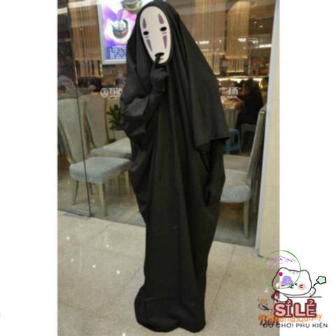 Bộ Trang Phục Vô Diện Đen Huyền Bí - Áo Choàng, Mặt Nạ và Găng Tay, Phù Hợp Cho Halloween và Cosplay Tất Cả Đối Tượng