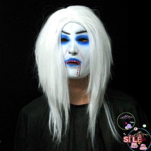 Mặt nạ Zombie nữ tóc dài màu trắng - Phụ kiện hóa trang Halloween độc đáo để tỏa sáng tại các bữa tiệc và sự kiện lễ hội.