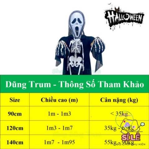 Bộ trang phục Halloween Xương Bí Ẩn với Mặt Nạ Ma và Găng Tay Xương - Hóa Trang Ấn Tượng Cho Mọi Kích Cỡ