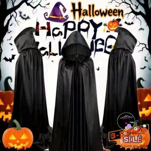 Áo Choàng Halloween Cosplay Đen - Polyester Bền Chắc, 4 Kích Thước M-XXL, Phụ Kiện Lý Tưởng Cho Phù Thủy Và Ma Quái