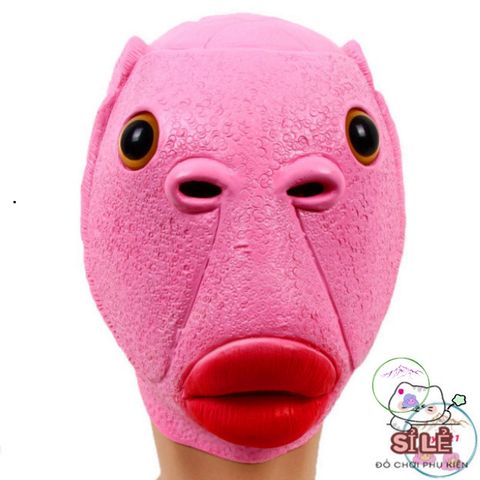 Mặt Nạ Cá HỒNG Silicone Người Lớn - Mũ Ếch Xanh Hóa Trang Độc Đáo Halloween - Phụ Kiện Cosplay TikTok ấn Tượng