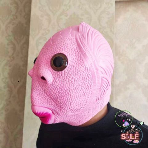 Mặt Nạ Cá HỒNG Silicone Người Lớn - Mũ Ếch Xanh Hóa Trang Độc Đáo Halloween - Phụ Kiện Cosplay TikTok ấn Tượng