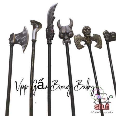 Bộ Phụ Kiện Hóa Trang Halloween - Vũ Khí Nhựa Búa, Đao, Lưỡi Hái và Đầu Lâu 1m An Toàn Cho Trẻ Em