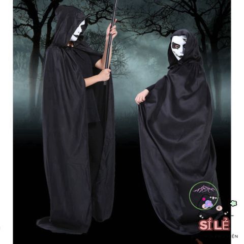 Bộ trang phục Thần Chết Halloween cao cấp cho nam và nữ - Thiết kế độc đáo, chất liệu bền đẹp, mặt nạ, găng tay kèm theo