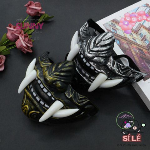 Mặt Nạ Quỷ Samurai Oni Nhật Bản - Phụ Kiện Halloween Kinh Dị, Cosplay Mặt Nạ Quái Vật Thú Vị 17x15cm
