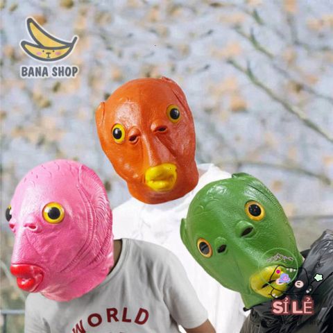 Mặt Nạ Silicon Cá Xanh Đa Màu - Phụ Kiện Hóa Trang Thú Vị Cho Halloween, Tiệc Tùng và Chụp Hình