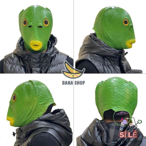 Mặt Nạ Silicon Cá Xanh Đa Màu - Phụ Kiện Hóa Trang Thú Vị Cho Halloween, Tiệc Tùng và Chụp Hình