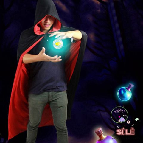 Áo Choàng Phù Thủy Đen Đỏ Kèm Mũ Trùm - Trang Phục Hóa Trang Halloween Độc Đáo Cho Trẻ Em và Người Lớn