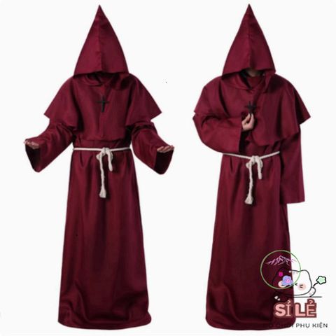 Áo Choàng Thần Chết Đen Đỏ Halloween - Trang Phục Cosplay Phù Thủy Huyền Bí cho Người Lớn và Trẻ Em, Kiểu Dáng 2 Lớp Đẳng Cấp