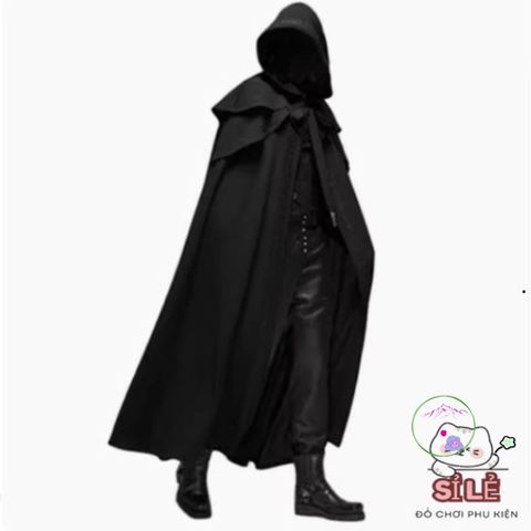 Áo Choàng Thần Chết Đen Đỏ Halloween - Trang Phục Cosplay Phù Thủy Huyền Bí cho Người Lớn và Trẻ Em, Kiểu Dáng 2 Lớp Đẳng Cấp
