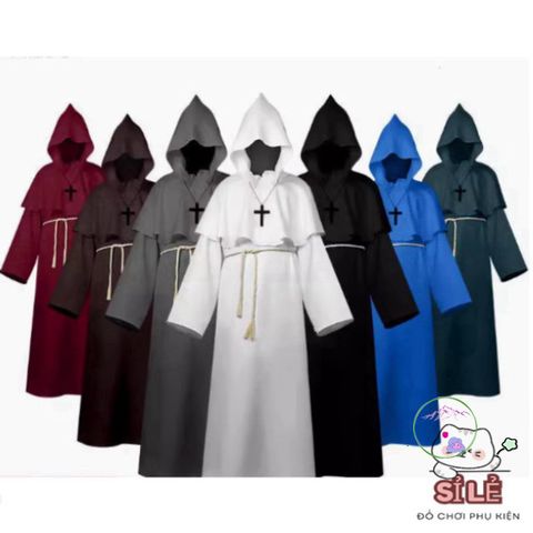 Áo Choàng Thần Chết Đen Đỏ Halloween - Trang Phục Cosplay Phù Thủy Huyền Bí cho Người Lớn và Trẻ Em, Kiểu Dáng 2 Lớp Đẳng Cấp
