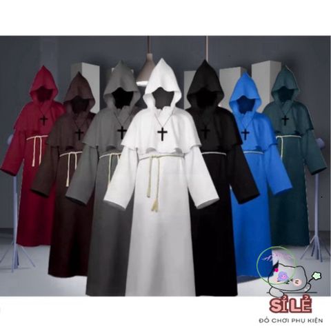 Áo Choàng Thần Chết Đen Đỏ Halloween - Trang Phục Cosplay Phù Thủy Huyền Bí cho Người Lớn và Trẻ Em, Kiểu Dáng 2 Lớp Đẳng Cấp