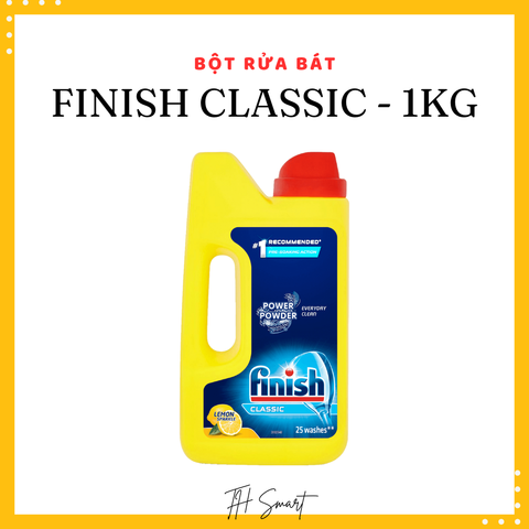 Bột Rửa Bát FINISH Classic Hương Chanh 1kg - Sạch Bóng, Khử Mùi Tốt, Dành Cho Máy Rửa Bát, Chất Lượng Châu Âu
