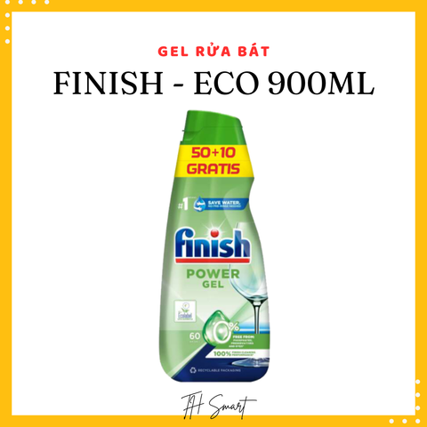 Gel Rửa Bát FINISH Eco 900ml - Sản Phẩm Thân Thiện Môi Trường, Loại Bỏ Vết Bẩn Cứng Đầu, Bảo Vệ Chén Bát Sáng Bóng