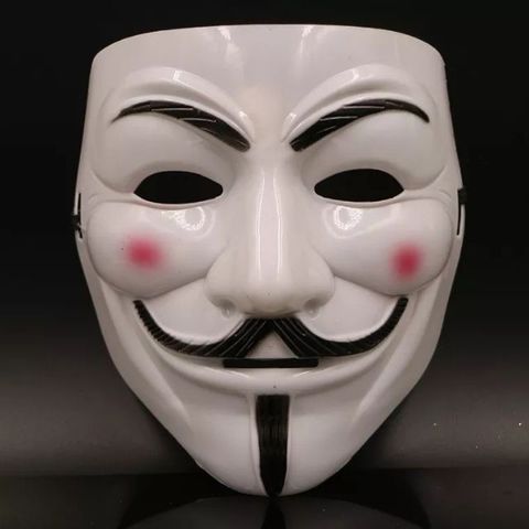 Mặt Nạ Hacker Trắng Chất Liệu Nhựa An Toàn - Phụ Kiện Thời Trang Hóa Trang Nhân Vật Nổi Tiếng