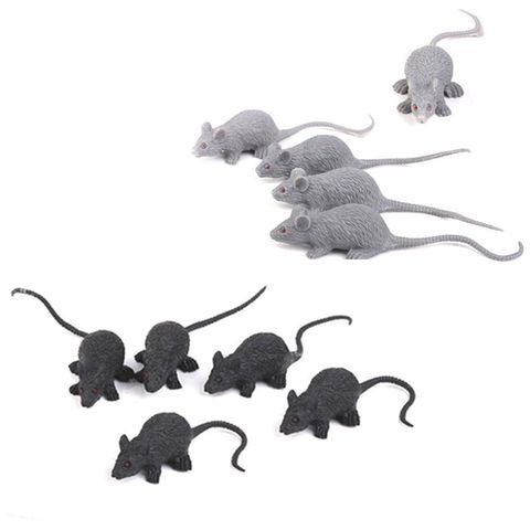 Bộ 10 Con Chuột Nhựa Trang Trí Halloween - Mô Hình Màu Đen Và Xám - Đồ Chơi Kinh Dị 100% Mới