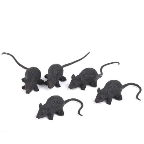 Bộ 10 Con Chuột Nhựa Trang Trí Halloween - Mô Hình Màu Đen Và Xám - Đồ Chơi Kinh Dị 100% Mới