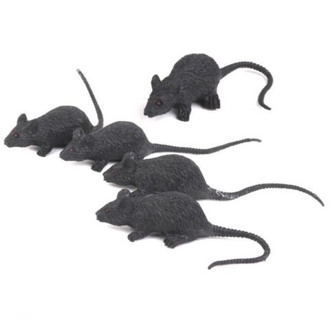 Bộ 10 Con Chuột Nhựa Trang Trí Halloween - Mô Hình Màu Đen Và Xám - Đồ Chơi Kinh Dị 100% Mới