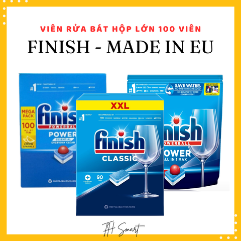 Viên Rửa Bát FINISH Classic & Power Essential Hương Chanh Hộp Lớn - Giải Pháp Làm Sạch Tiện Lợi, Hiệu Quả Cho Máy Rửa Bát