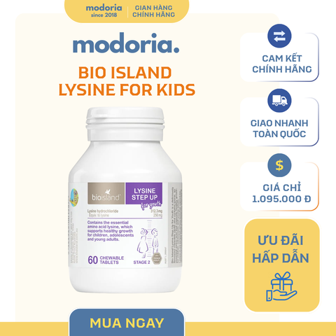 Viên Nhai Bio Island Lysine Step Up 60 Viên - Bổ Sung L-Lysine Cho Trẻ Từ 6 Tuổi, Dạng Nhai Ngon Miệng, Hỗ Trợ Phát Triển Chiều Cao