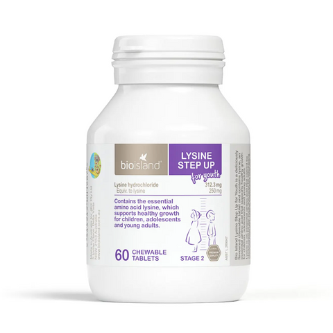 Viên Nhai Bio Island Lysine Step Up 60 Viên - Bổ Sung L-Lysine Cho Trẻ Từ 6 Tuổi, Dạng Nhai Ngon Miệng, Hỗ Trợ Phát Triển Chiều Cao