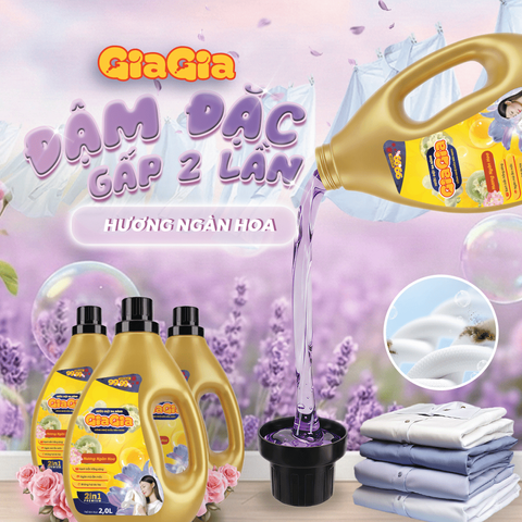 Nước Giặt GiaGia 2in1 Hương Ngàn Hoa - Giặt Sạch Sâu, Lưu Hương Tự Nhiên - Dung Tích 2.0L Cho Gia Đình Việt