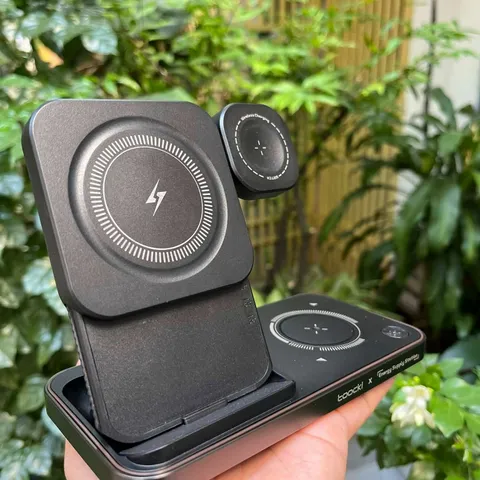 Sạc Nhanh Không Dây 3in1 Toocki - Sạc 15W An Toàn, Gọn Gàng, Tương Thích iPhone, Samsung, Đồng Hồ Thông Minh
