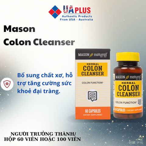 Viên Uống Thải Độc Đại Tràng Mason Colon Herbal Cleanser - Hỗ Trợ Tiêu Hóa, Bổ Sung Chất Xơ (60/100 Viên) 496698