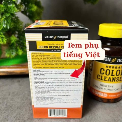 Viên Uống Thải Độc Đại Tràng Mason Colon Herbal Cleanser - Hỗ Trợ Tiêu Hóa, Bổ Sung Chất Xơ (60/100 Viên) 496698