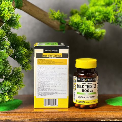 Viên uống bổ gan Mason Natural Milk Thistle 500mg - Hỗ trợ giải độc gan, bảo vệ chức năng gan (60 viên)