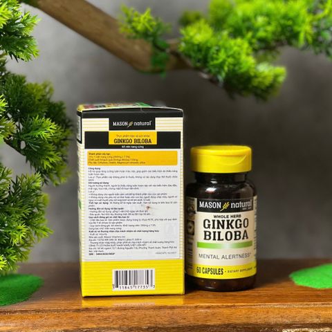 Viên Uống Bổ Não Mason Natural Ginkgo Biloba 60 Viên - Tăng Cường Trí Nhớ & Hỗ Trợ Sức Khỏe Hệ Thần Kinh