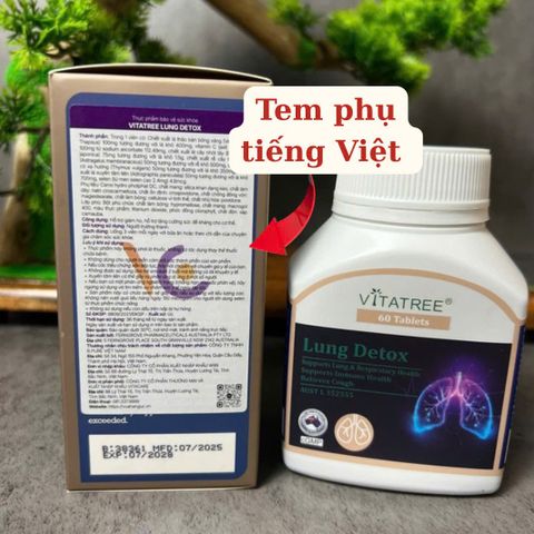 Viên Uống Bổ Phổi Vitatree Lung Detox - Thải Độc Phổi Hỗ Trợ Giảm Ho, Tăng Cường Đề Kháng (60 Viên) Nhập Khẩu Chính Ngạch Úc