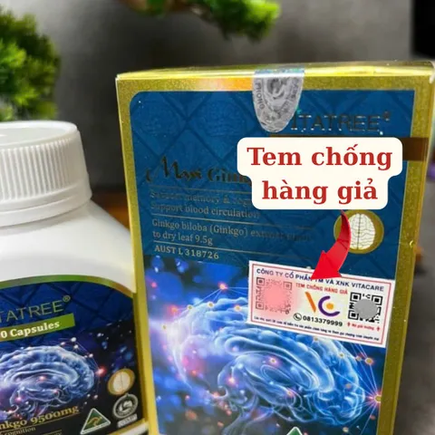 Viên uống Vitatree Maxi Ginkgo 9500mg Max - Tăng cường tuần hoàn não - Thực phẩm chức năng nhập khẩu chính ngạch 60 viên