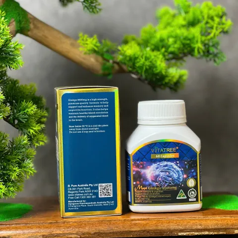 Viên uống Vitatree Maxi Ginkgo 9500mg Max - Tăng cường tuần hoàn não - Thực phẩm chức năng nhập khẩu chính ngạch 60 viên