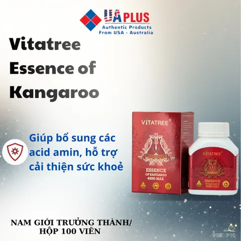 Vitatree Essence Of Kangaroo 40000mg - Thực Phẩm Chức Năng Tăng Cường Sức Khỏe Cho Nam, Hỗ Trợ Bổ Sung Acid Amin, 100 Viên