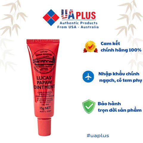 Kem Đu Đủ Lucas’ Papaw Ointment 15g - Dưỡng Ẩm, Chống Nẻ, Hỗ Trợ Chữa Bỏng, An Toàn Cho Trẻ Nhỏ - Hàng Nhập Khẩu Chính Ngạch Úc