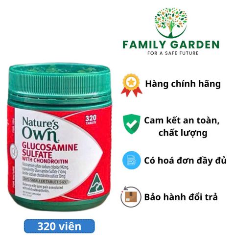 Viên uống bổ xương khớp Nature’s Own Glucosamine Sulfate - Hỗ trợ giảm đau khớp, duy trì linh hoạt khớp, 320 viên Úc