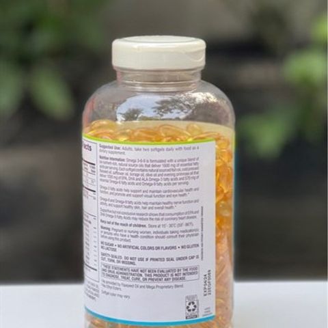 Viên uống Omega 3-6-9 hỗ trợ sức khỏe tim mạch - 325 viên chất lượng cao, tăng cường trí nhớ và sức khỏe toàn diện