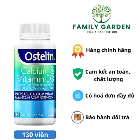 Viên uống bổ sung Canxi Ostelin 130 viên - Vitamin D3 cho phụ nữ mang thai, trẻ em, người cao tuổi, hỗ trợ xương chắc khỏe