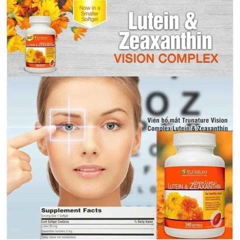 Viên uống bổ mắt Trunature Vision Complex Lutein & Zeaxanthin 140 viên - Hỗ trợ thị lực, bảo vệ mắt khỏi ánh sáng xanh và tia UV