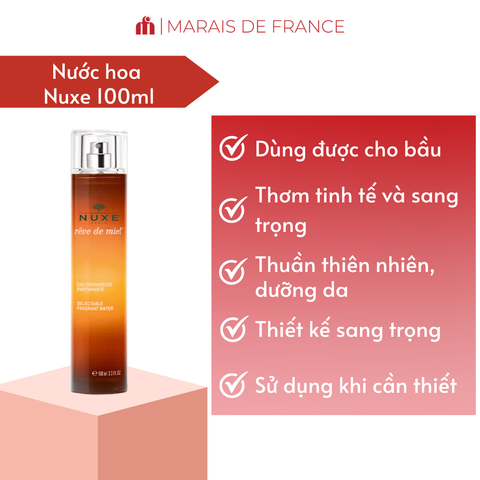 Nước Hoa Xịt Hương Mật Ong Nuxe Rêve de Miel 100ml - Hương Thơm Quyến Rũ, Lưu Hương Tự Nhiên, Phù Hợp Ngày và Đêm
