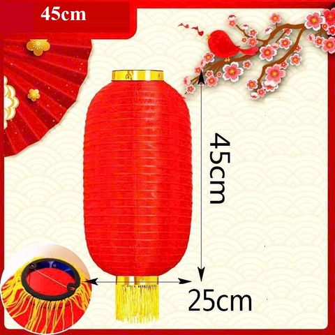 Lồng Đèn Vải Lụa Đỏ Trang Trí Tết - Lồng Đèn Hình Trụ Tết Nguyên Đán Nhiều Kích Thước Dùng Trang Trí Tiệc Cưới, Sinh Nhật, Quán Café