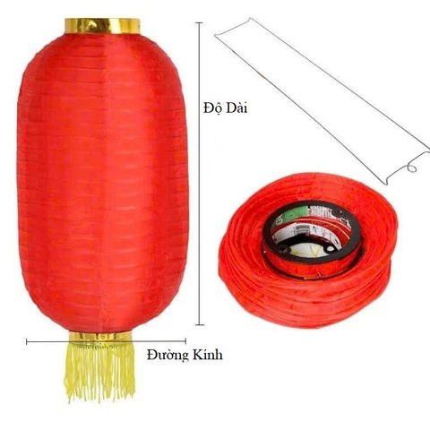 Lồng Đèn Vải Lụa Đỏ Trang Trí Tết - Lồng Đèn Hình Trụ Tết Nguyên Đán Nhiều Kích Thước Dùng Trang Trí Tiệc Cưới, Sinh Nhật, Quán Café
