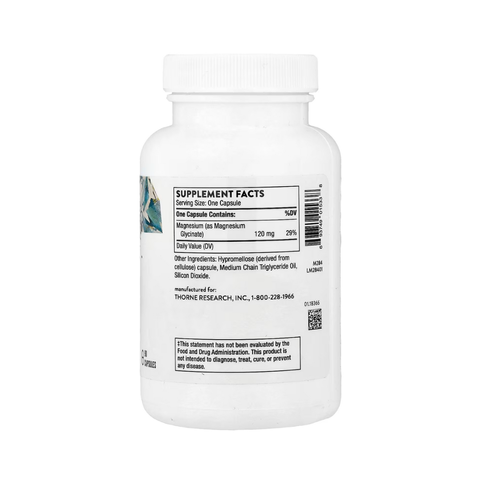 Viên Uống Bổ Sung Magie Hữu Cơ - Nhập Mỹ Thorne Magnesium Glycinate - Cải Thiện Giấc Ngủ, Giảm Chuột Rút, Hỗ Trợ Tiêu Hóa - Hộp 90 Viên Nhộng