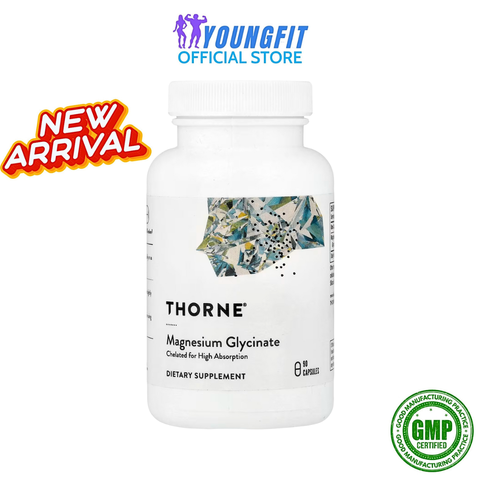 Viên Uống Bổ Sung Magie Hữu Cơ - Nhập Mỹ Thorne Magnesium Glycinate - Cải Thiện Giấc Ngủ, Giảm Chuột Rút, Hỗ Trợ Tiêu Hóa - Hộp 90 Viên Nhộng